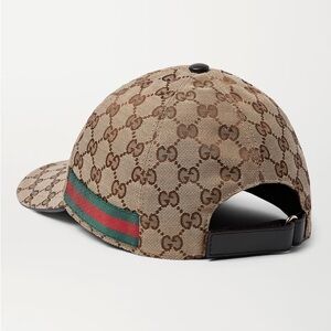 Gucci Webbing-Trimmed Monogrammed Canvas Baseball Cap